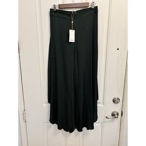 Quince Silk Stretch Palazzo Pants M Wide Leg Flowy Forest Green Washable New